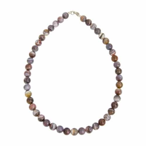 COLLIER AGATE BOTSWANA – PIERRES BOULES 10MM