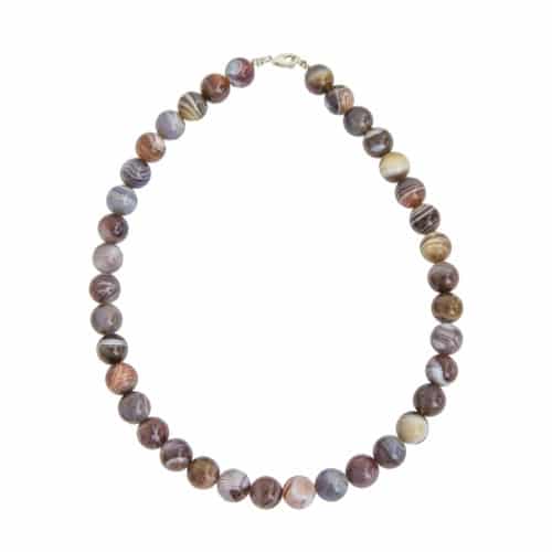 COLLIER AGATE BOTSWANA – PIERRES BOULES 12MM