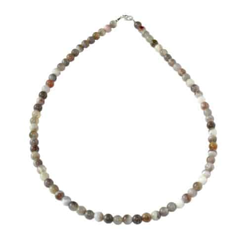 COLLIER AGATE BOTSWANA – PIERRES BOULES 6MM