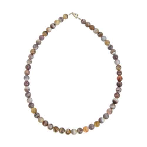 COLLIER AGATE BOTSWANA – PIERRES BOULES 8MM